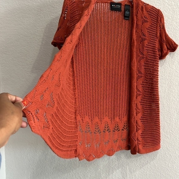 Axcess Rust Knit Cardigan Sweater Short Sleeve size Medium Short Sleeve - Picture 9 of 9